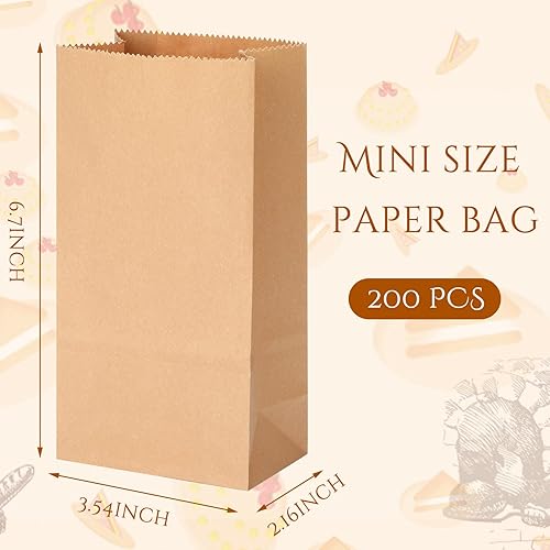Miniatura 8 de 200 bolsas de papel pequeñas, mini golosinas de papel de 1 libra, bolsas de almuerzo de papel kraft de 6.7 x 3.54 x 2.36 pulgadas para Navidad,