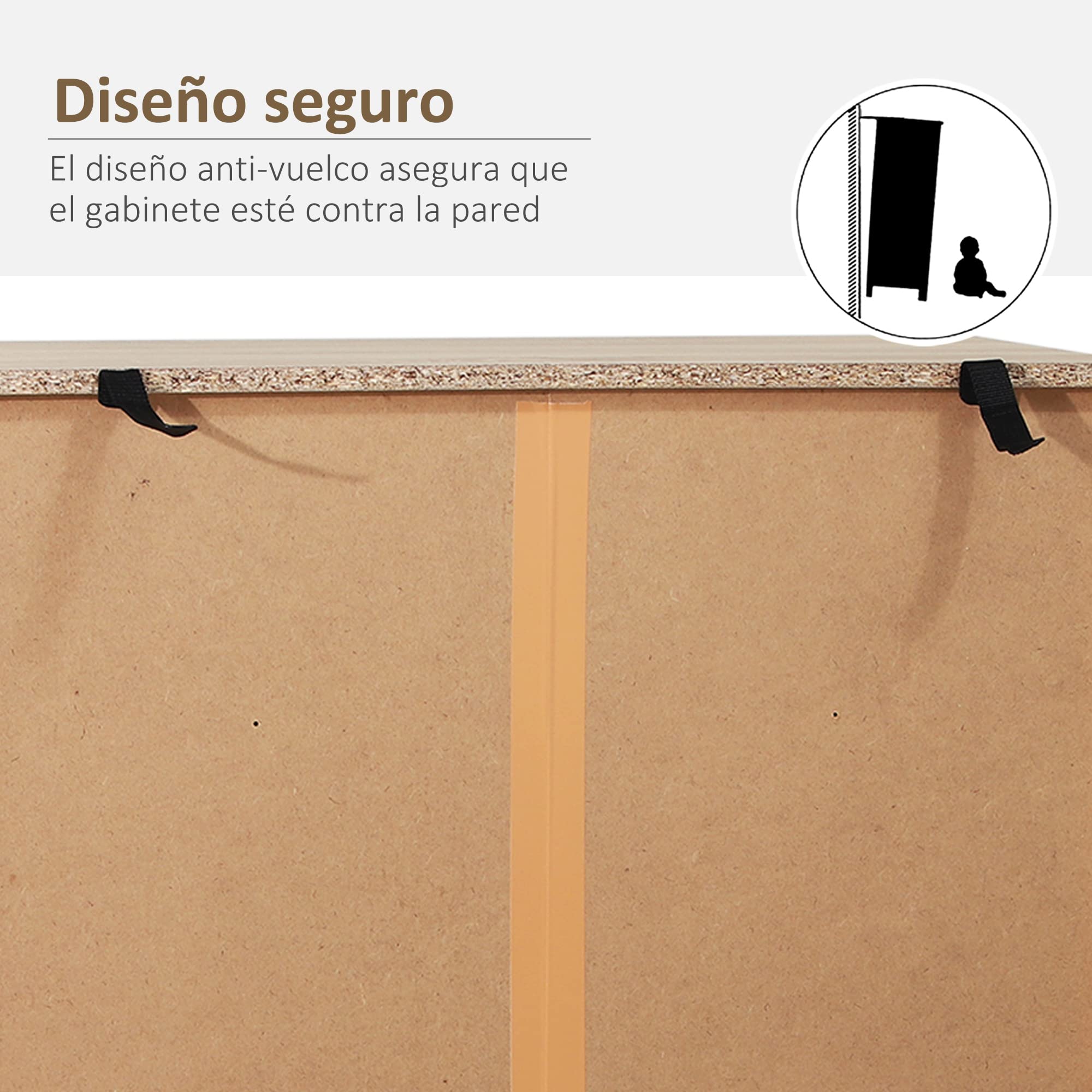 HOMCOM Armario Auxiliar Cómoda Cajonera 5 Cajones 80x39,5x110cm | Mesilla de Noche, Organizador, Almacenaje, Oficina