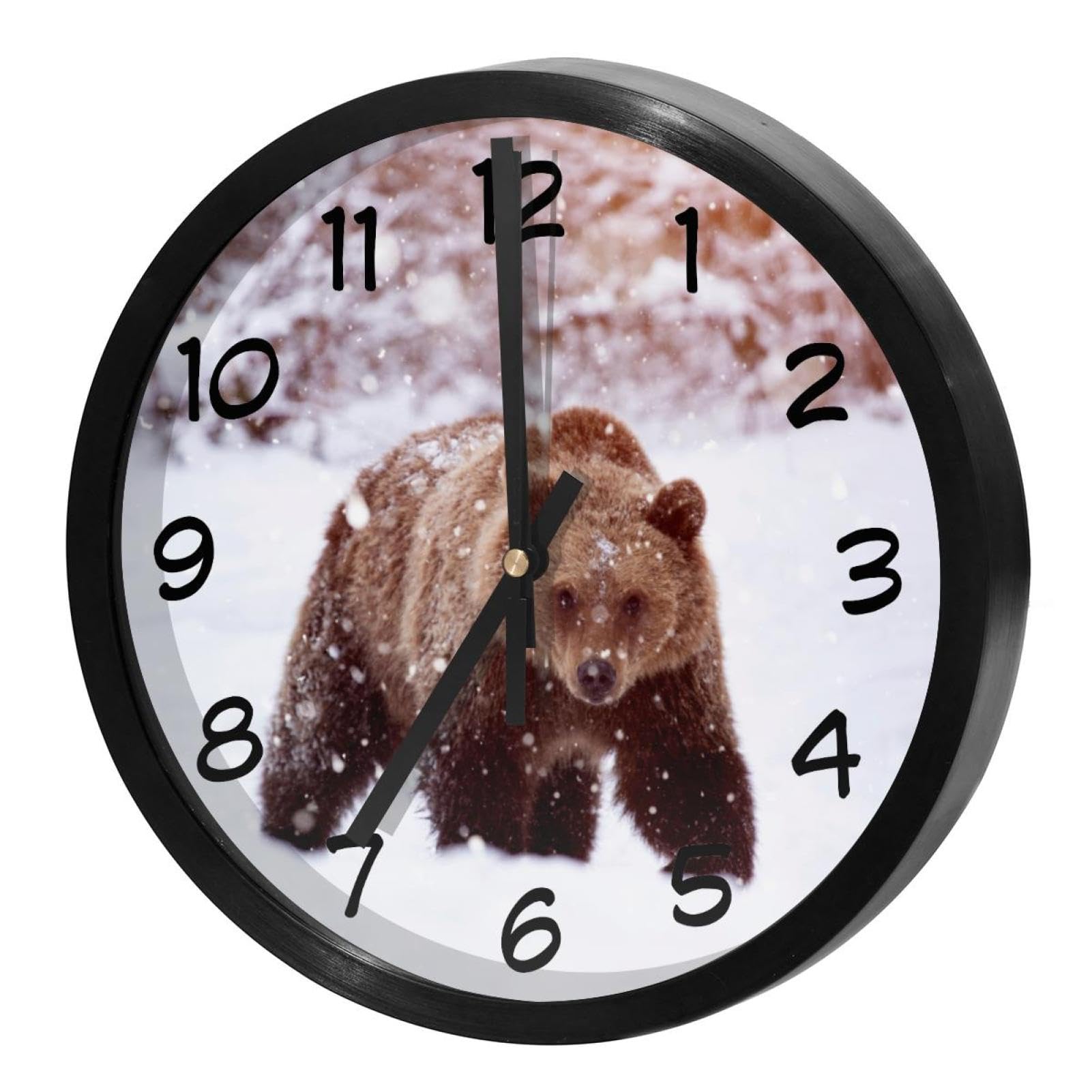 Horloge murale silencieuse ours marron pour décorer la chambre et le bureau