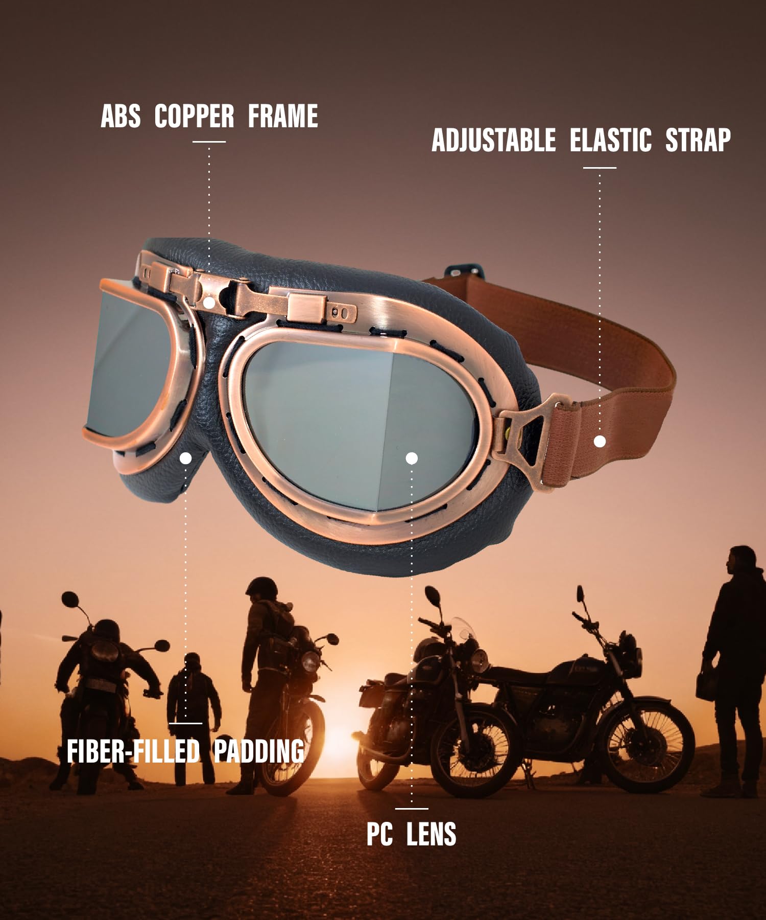 CRG Sports - Gafas de estilo retro aviador para moto, T08 T08BCB