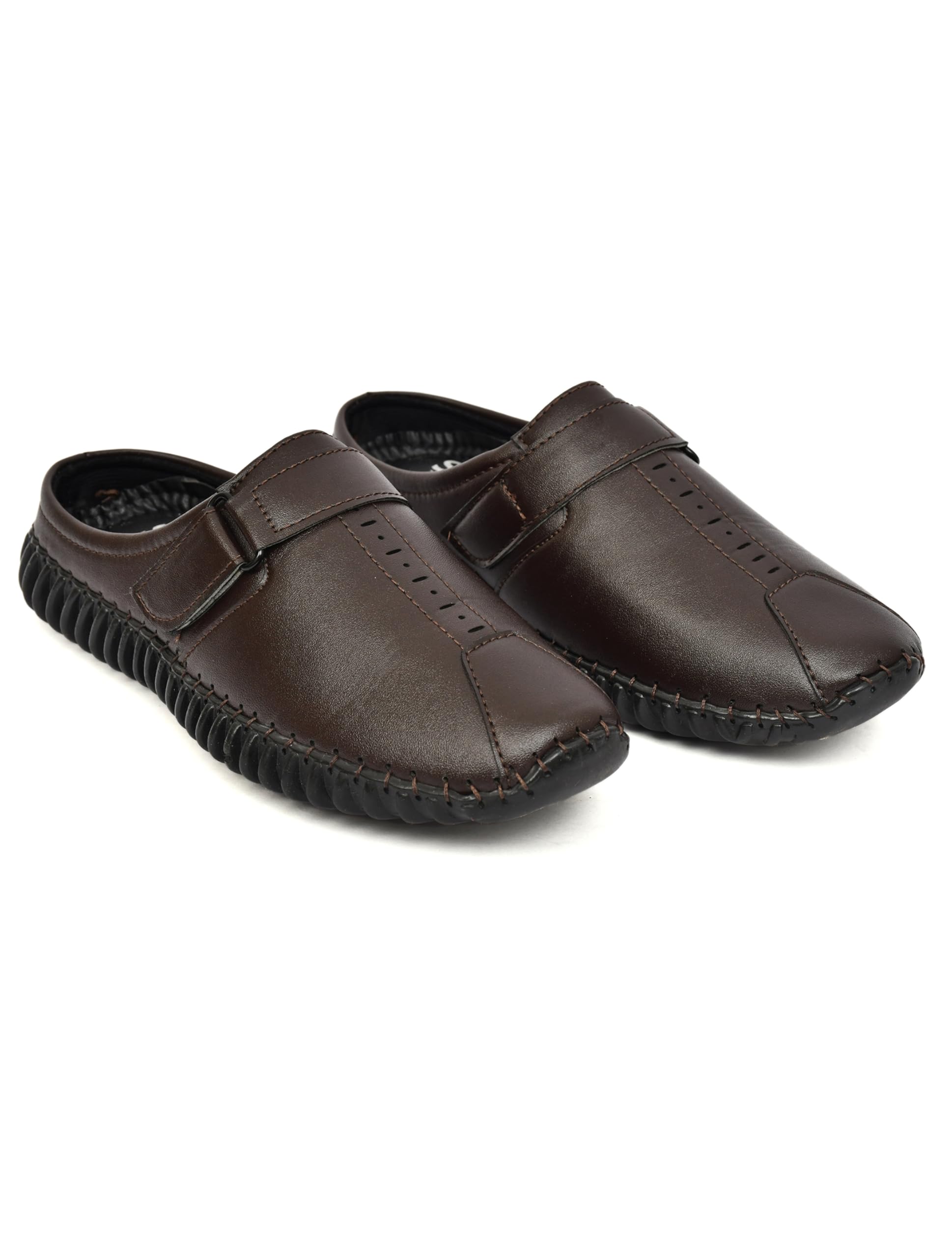 Men's Synthetic Leather-Look Slip-On Mule Sandals with Strap and Cushioned Sole-picture-36