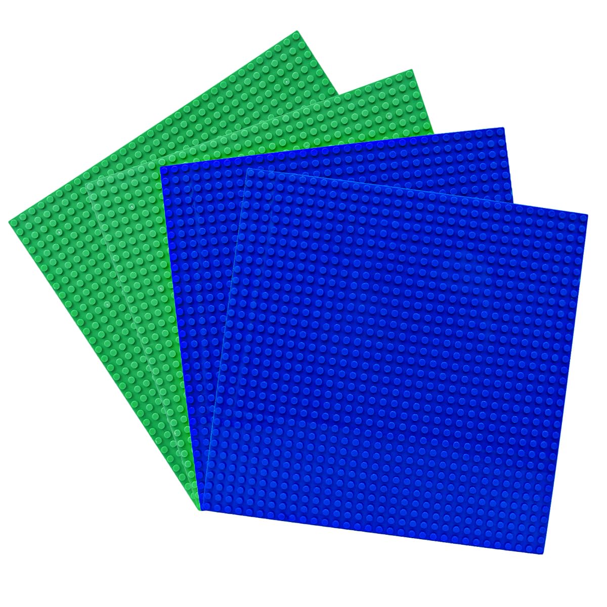 Tiardey Pack of 4 Building Plates for Building Blocks Premium Building Plates Compatible with Most Brands(25.5 x 25.5 cm) Green+Blue