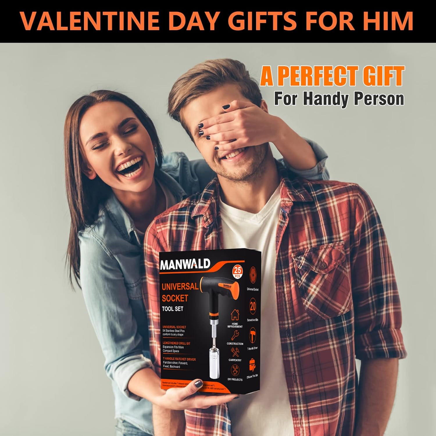 Up To 50% OFF Universal Socket,7-19mm Multi-Function Tool Box,Adapter Socket for Wrench Ratchet & Power Drill,Screwdriver Sets,Mechanic Tool Set,15 PCS,Super Tools Gifts for Men Dad women