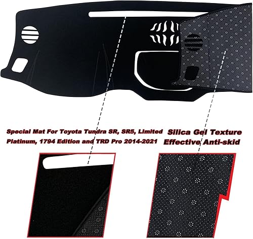 Miniatura 2 de Cubierta de tapete para salpicadero, consola central interior personalizada compatible con Toyota Tundra 2014, 2015, 2016, 2017, 2018, 2019, 2020