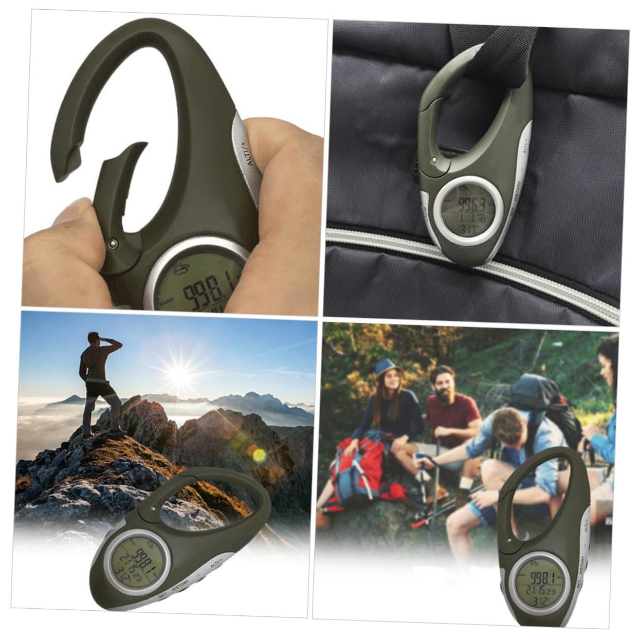 BESTonZON Altimetro Portatile con Gancio Barometro e Termometro Maneggevole per Escursionismo e Arrampicata Previsioni e Monitoraggio Altitudine Un Unico Strumento