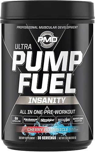 Miniatura 2 de PMD Sports Ultra Pump Fuel Insanity - Pre entrenamiento - Cherry Bombsicle (30 porciones) Sports CG5 Premium Creatina y L-Glutamina en polvo (60