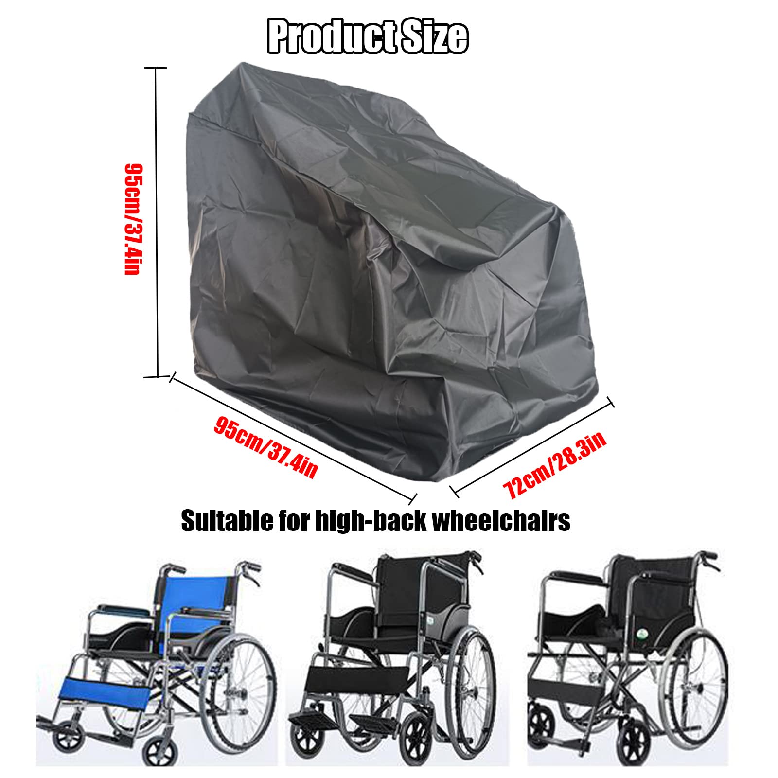 Funda Impermeable para Silla De Ruedas, Tela Oxford 210d Funda para Silla De Ruedas Funda Impermeable para Silla De Ruedas, Protección contra La Lluvia, Duradera,95x72x95cm