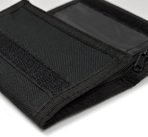 Vista 3 de boxed-gifts Billetera de velcro para hombre Cartera de lona triple plegable para hombre + cierre de velcro seguro calavera pirata flacon águila