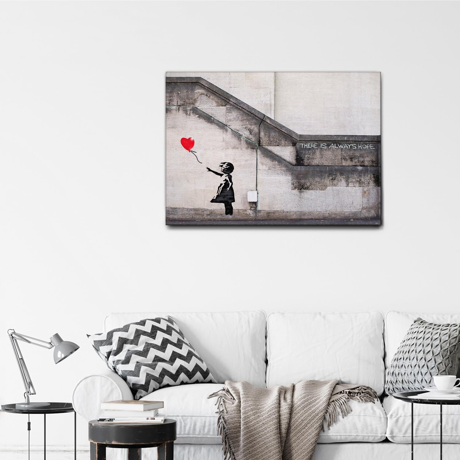 Giallobus - Quadro - Banksy - Bimba palloncino rosso - Tela Canvas Telaio Standard - 100x70 - Pronto da appendere - Quadri moderni per la casa