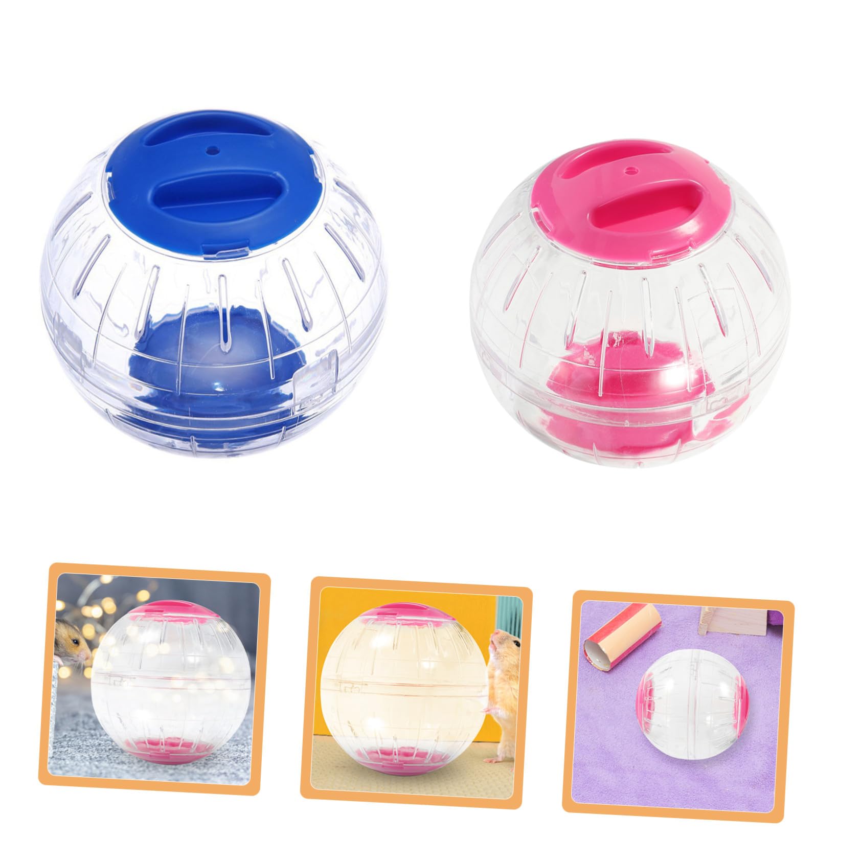 NOLITOY 4 Piezas Pelota Transparente para Hámster Rueda Silenciosa para Ejercicio de Pequeños Roedores Accesorio Portátil para Jaulas de Jerbos Cobayas y Ratones