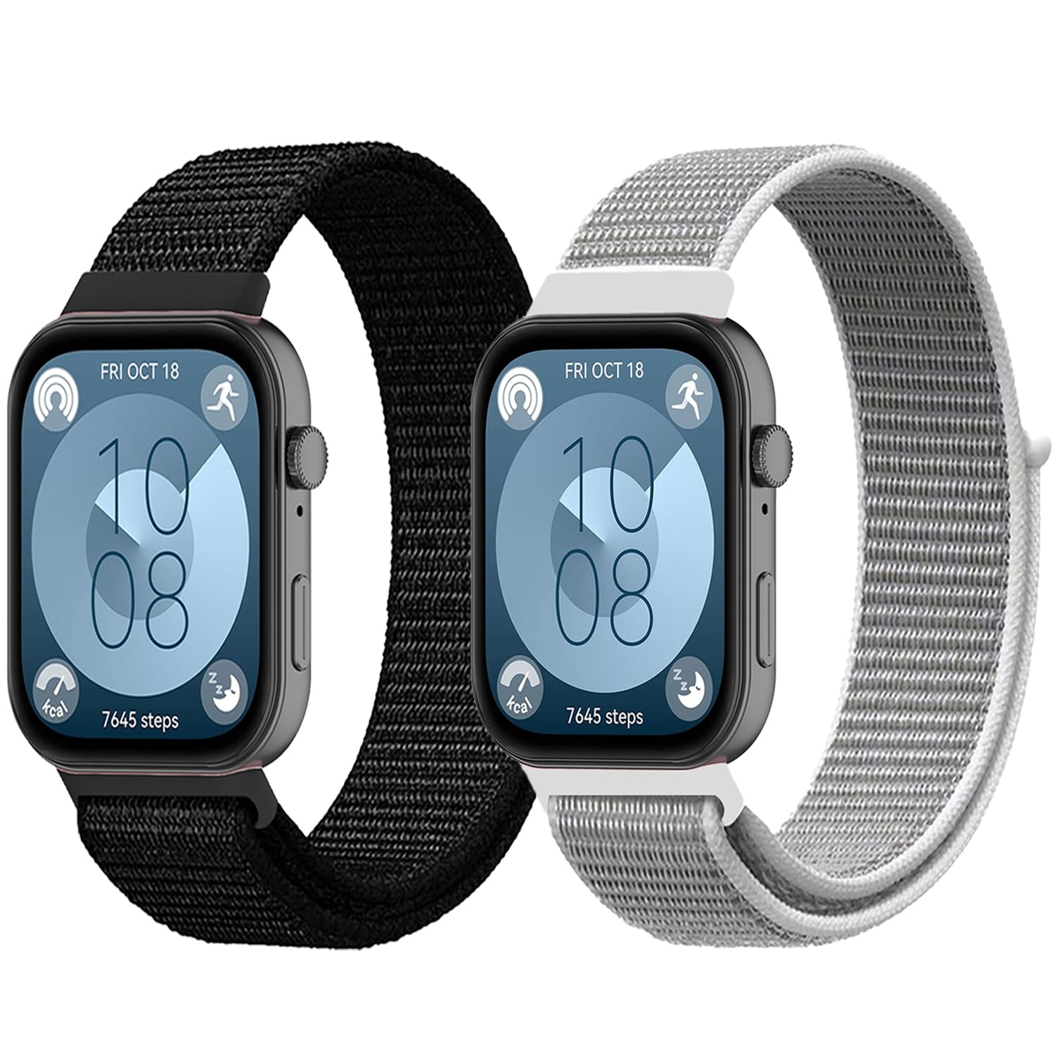 2 Packs Sport Loop Band Compatible with Huawei Watch Fit 4/ Fit 3 Sport Replacement Wristbands Intended Adjustable Strap Nylon Weave Women Men Stretchy Braided Wristband Breathable