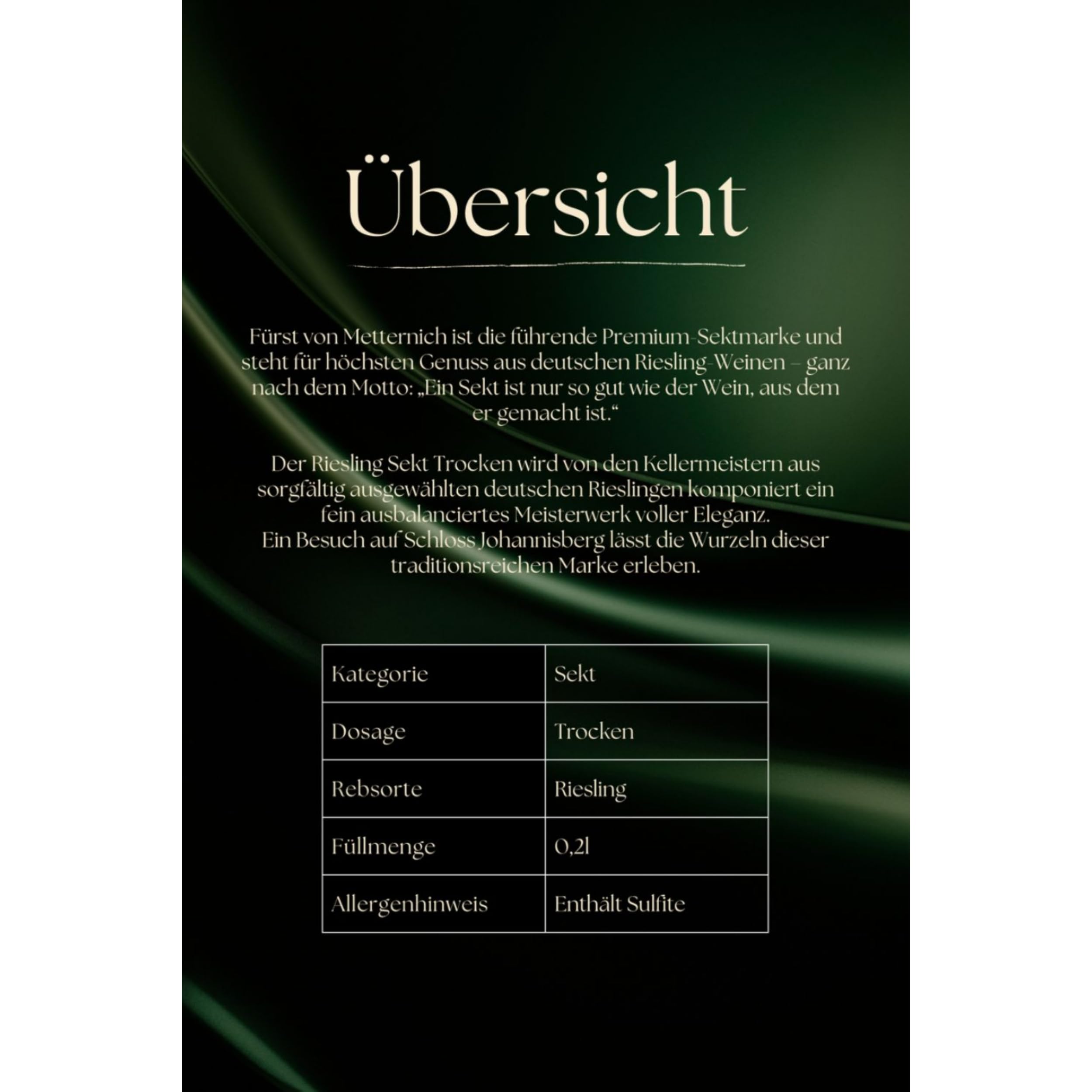 Fürst von Metternich Riesling Sekt, Trocken, Dry (12x0,2l) Premiumsekt aus rein deutschen Wein Anbaugebieten im Rheingau, Rheinhessen und der Pfalz, klare und ausgeprägte exotische Fruchtnoten