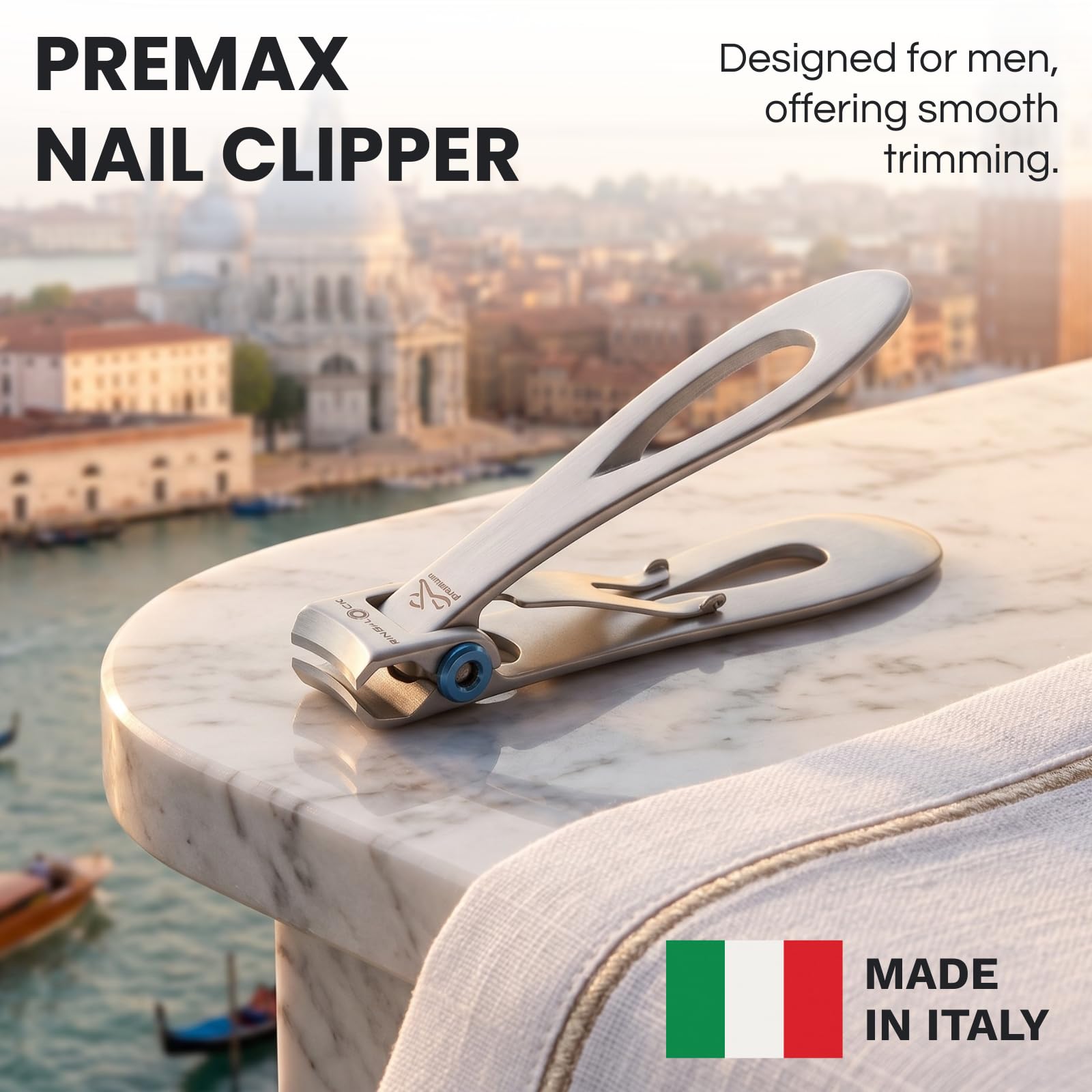 Premax - Obcinacz do paznokci – Ring Lock System – rozmiar 9 cm – stal nierdzewna – idealny do precyzyjnego cięcia paznokci u rąk i stóp – 11535 – Made in Italy