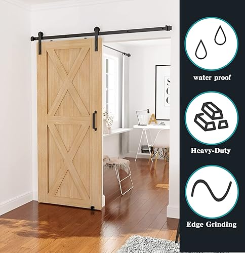 Miniatura 8 de WIPHANY Manija de puerta de granero negra de 10 pulgadas, cómoda, práctica y táctil, manijas largas de metal sólido para puerta corrediza de