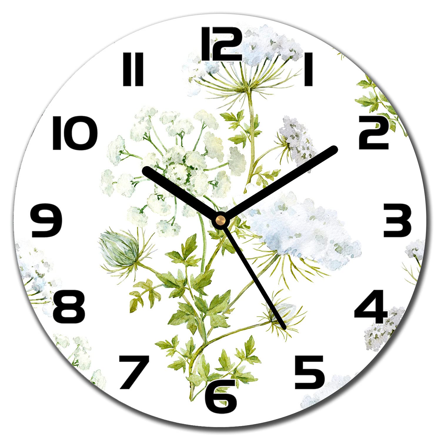 Horloge murale en verre fleurie pour salon moderne et cuisine