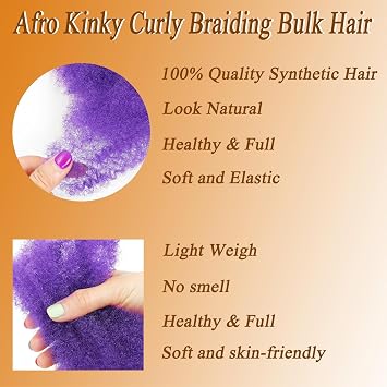 Afro Kinky Curly Synthetic Hair Bulk 3 Packs Marley Twist Hair Bulk for Dreadlock Extensions Spring Afro Twist Hair