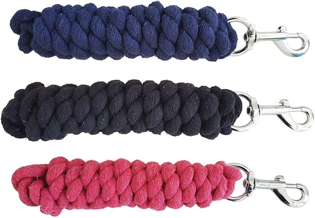 netproshop Strong Cotton Lead Rope 2 m Long Silver Carabiner Hook Choice of Colours Pink