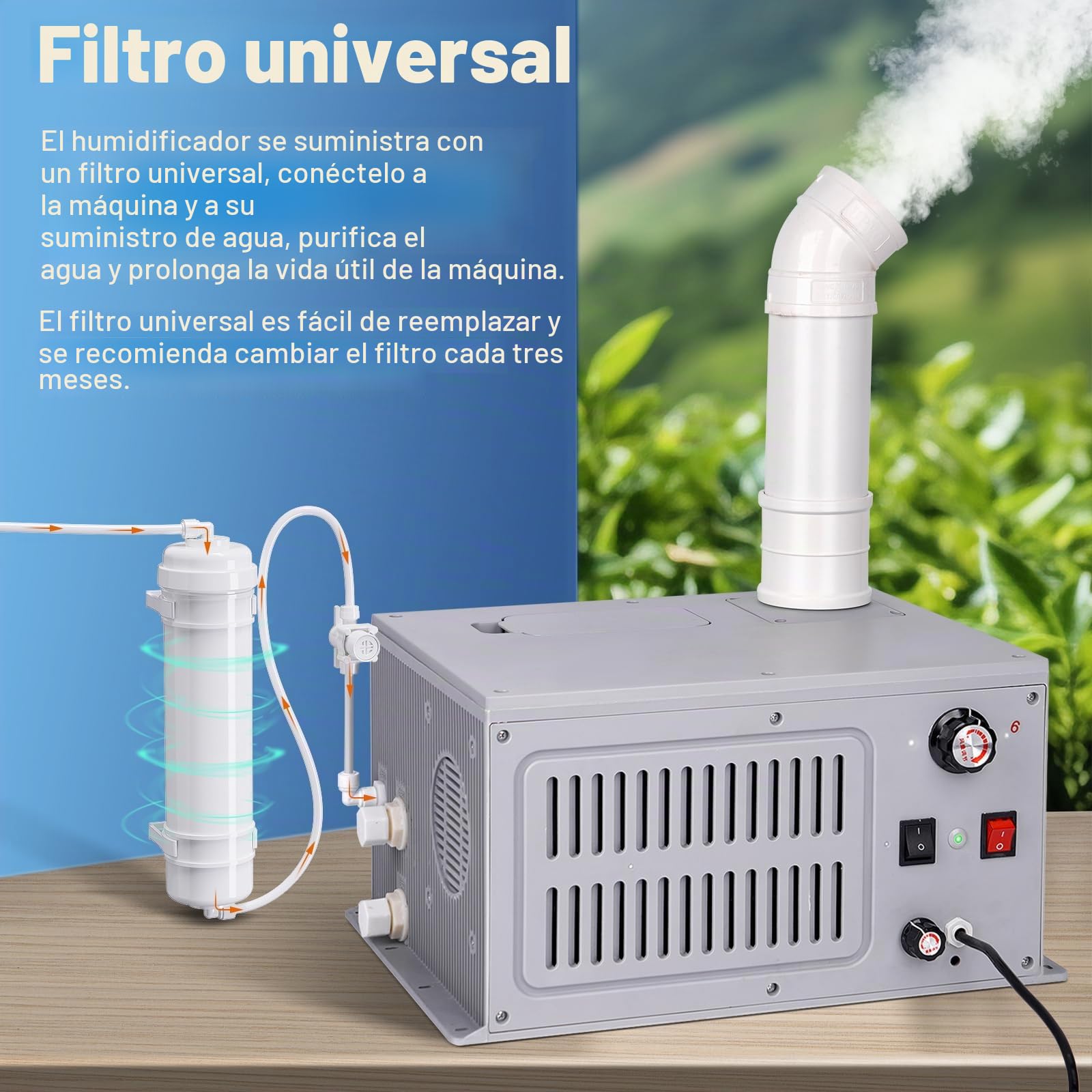 Humidificador industrial nebulizador de 9 l/h, gran volumen 270 m³/h, humidificadores de niebla fresca, comercial para taller, supermercado, almacén, invernadero