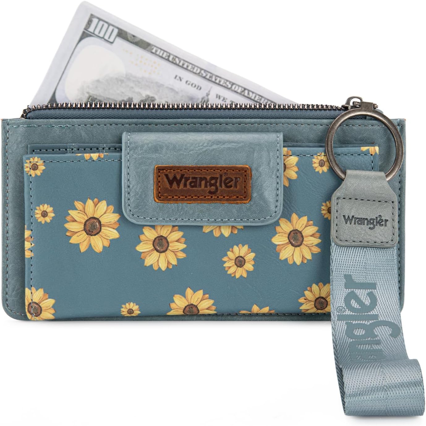 X Wrangler Wallet for Women Floral Wristlet Wallets Ladies Female Large Clutch Wallets with Coin Purse and Rfid Lining - Image 7