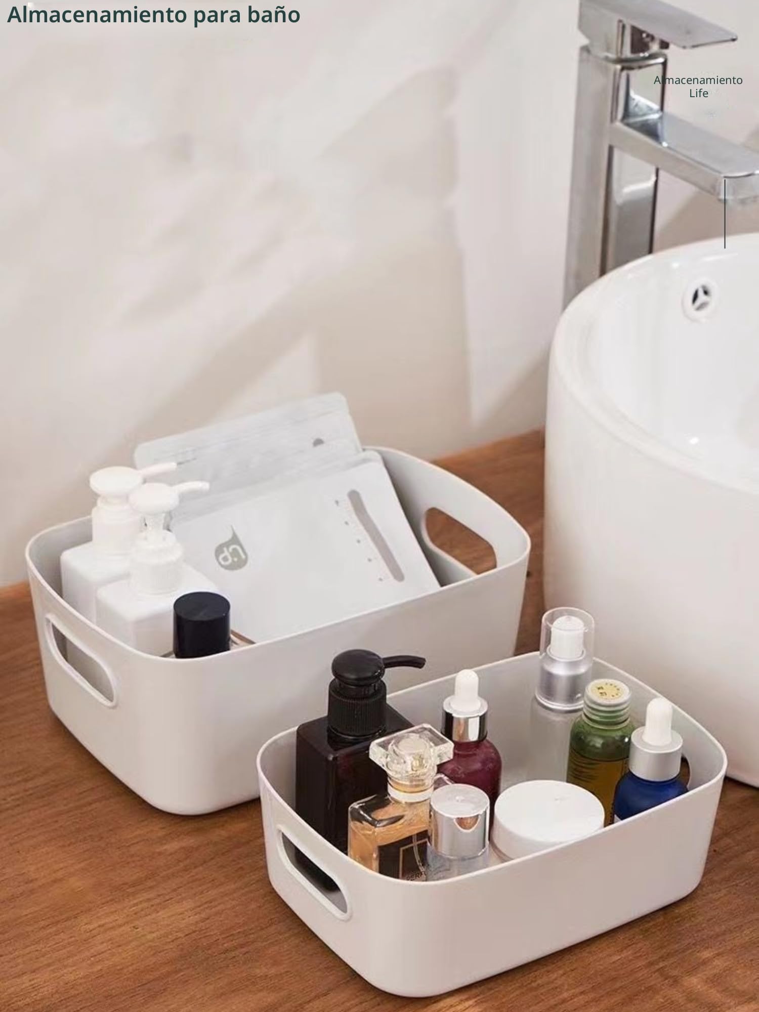 Cajas Almacenaje Plastico con Asa,Cajas Organizadoras de Plastico Adecuados para Usar en el Armario,la Cocina o el Baño (Gris, 30 x 20 x 12 cm/10 Pcs)