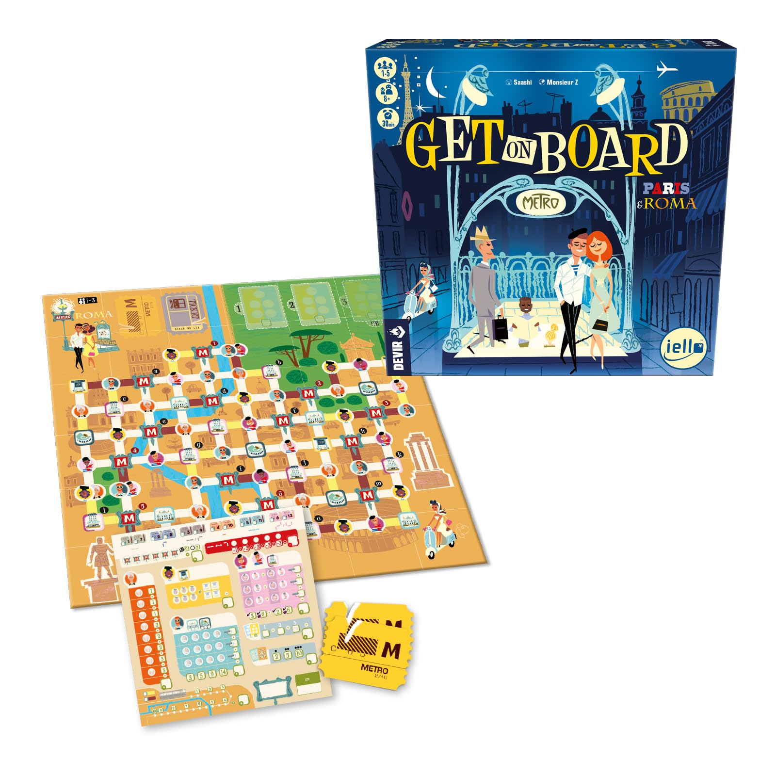Devir Get on Board: Parigi & Rome, Gioco da tavolo in famiglia e amici, Gioco da tavolo di strategia, +8 (BGGOBPRPS)