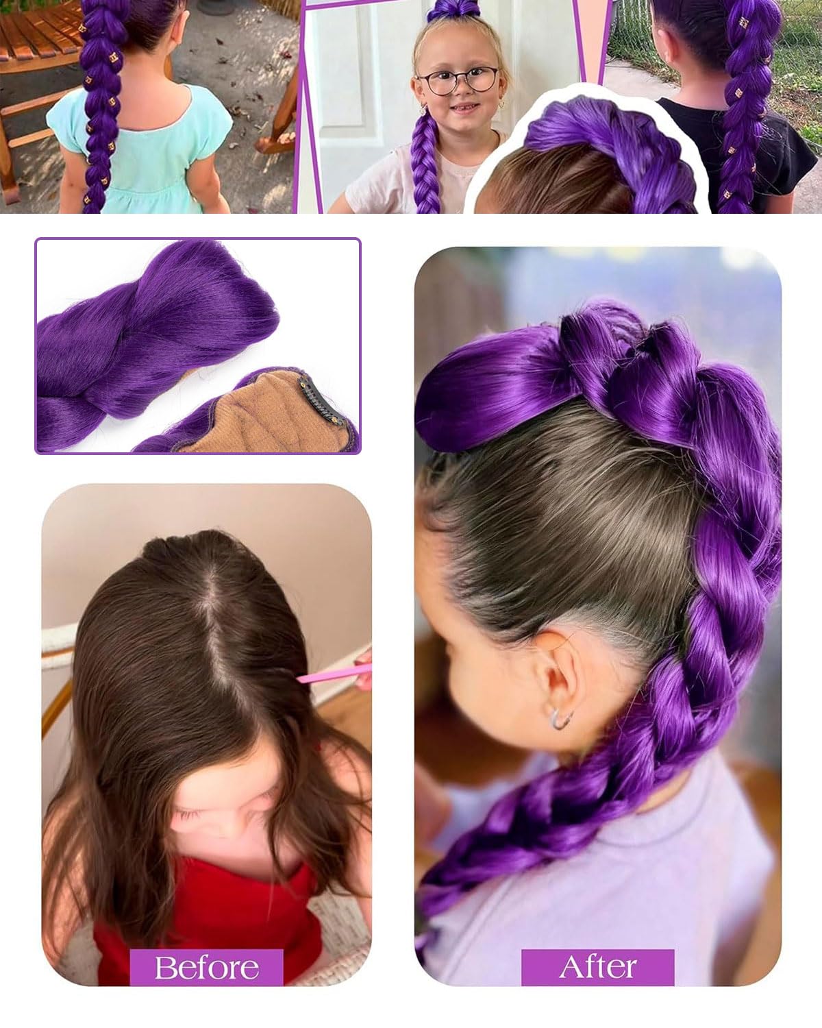 1 Stück Koreanpop Dämon Kostüm Perücke Erwachsene, Hunter Cosplay Costume Wig Kinder, Anime Jäger Popsänger Idol Haarteil Mädchen Kinder für Karneval Halloween Party(66cm)
