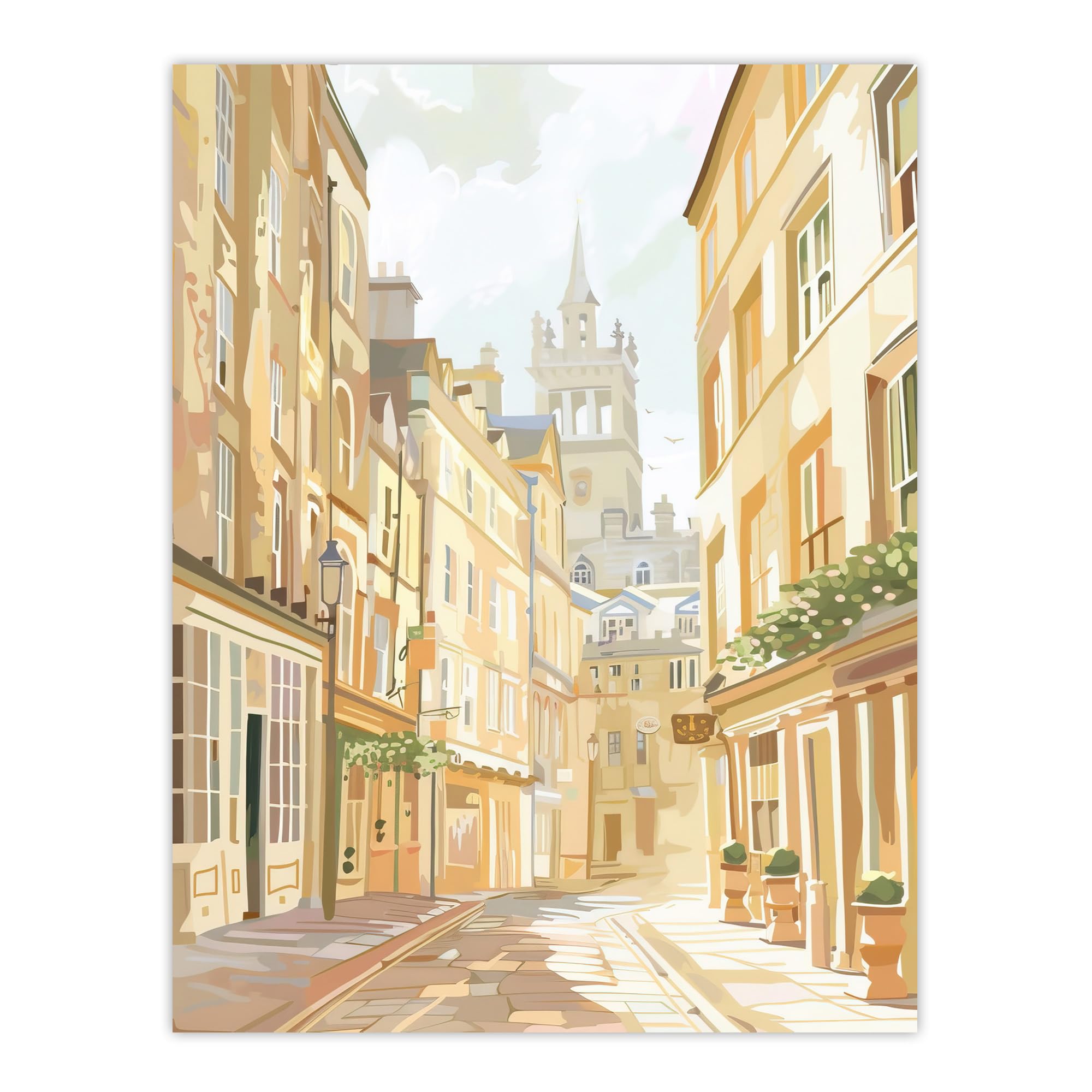 Artery8 Bath England Sunny Day Street View Cityscape Living Room Extra Large XL Wall Art Poster Print