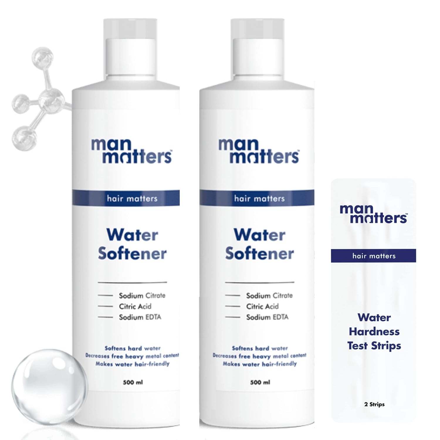 Man Matters Water Softener liquid Pack of 2 Instant Hard Water Softening Agent Reduces Hair