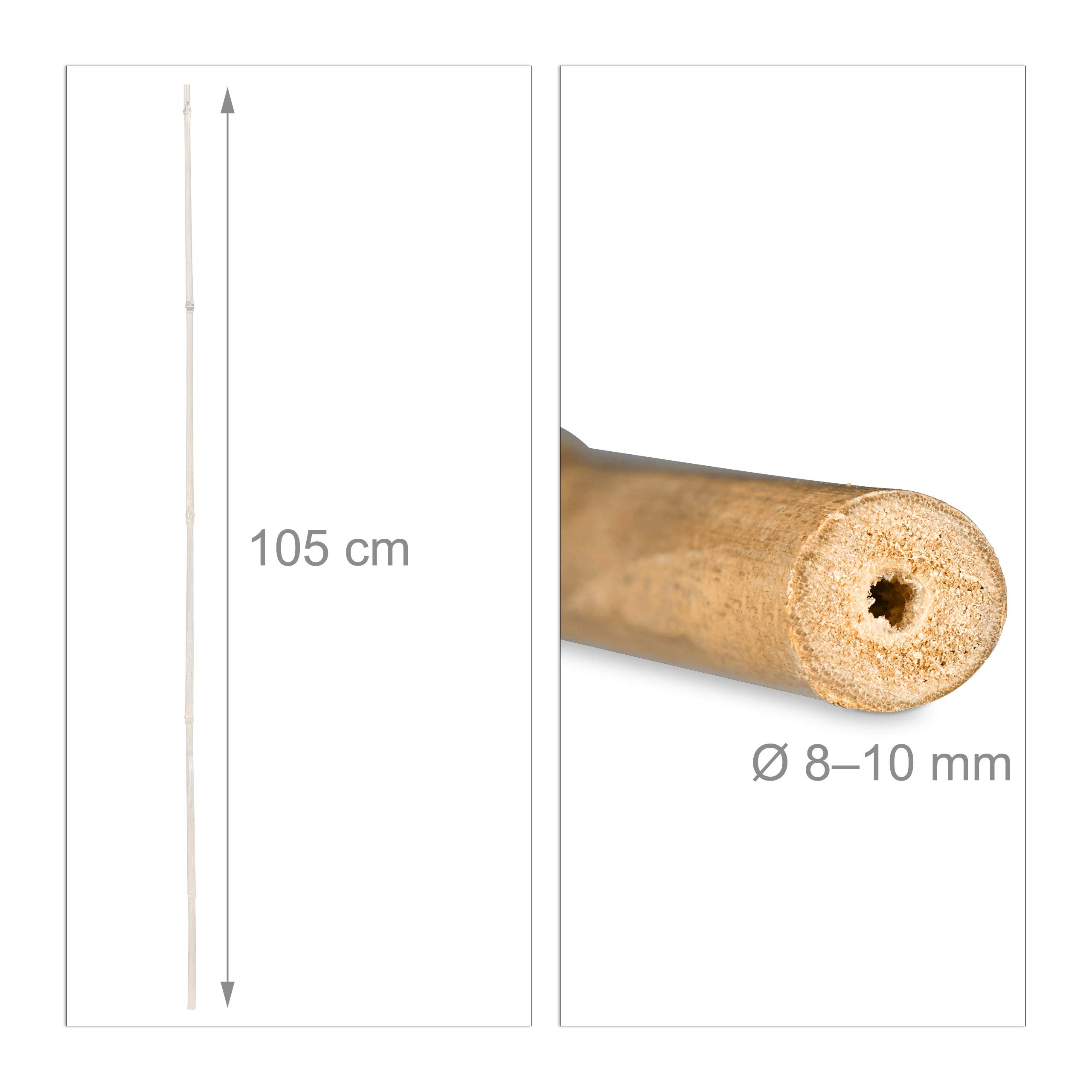 Relaxdays Drążki bambusowe 105 cm, z naturalnego bambusa, 25 sztuk, drążki bambusowe jako podpora do roślin pnących lub dekoracja, do majsterkowania, naturalne, 105 x 9 x 9 cm