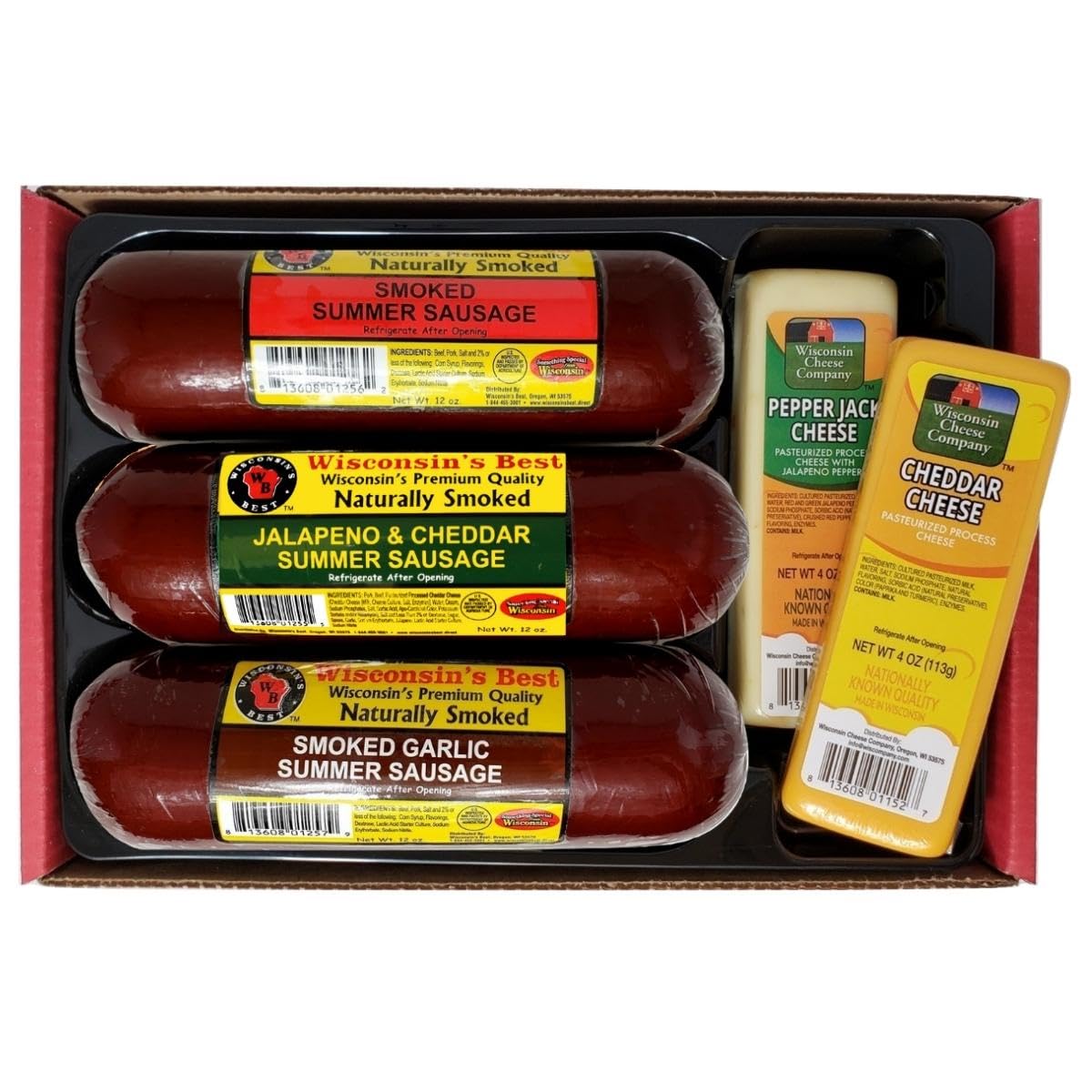 Wisconsin Cheese Company – Gourmet Cheese & Sausage Gift Box | 100% Wisconsin Cheese with Original, Garlic & Jalapeño Cheddar Summer Sausages | Perfect for Parties, Charcuterie Boards, and Holiday Gifts