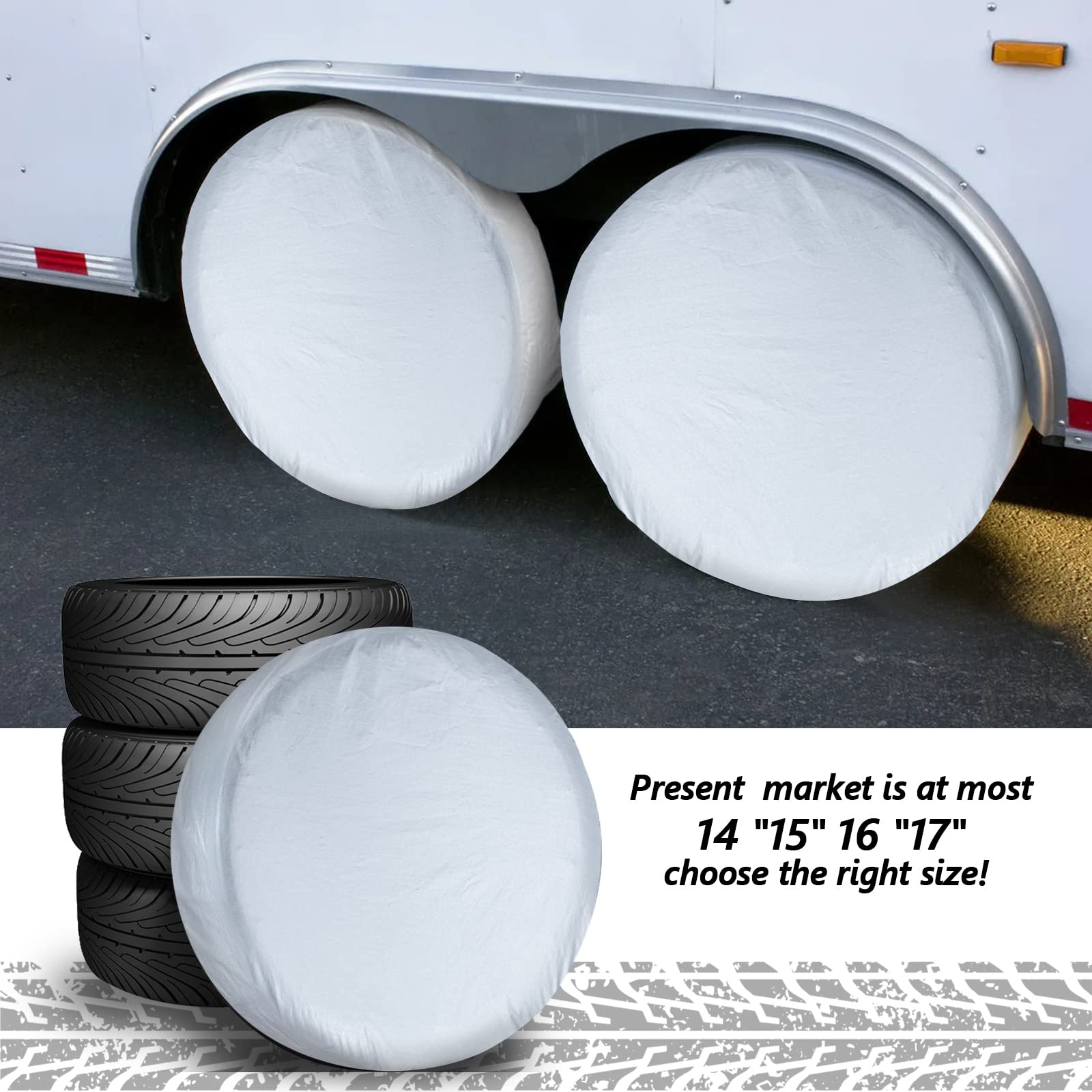 Housses De Protection Pour Pneus 4 Pièces - Tissu Oxford 600D Imperméable, Diamètre 66-73 Cm - 11