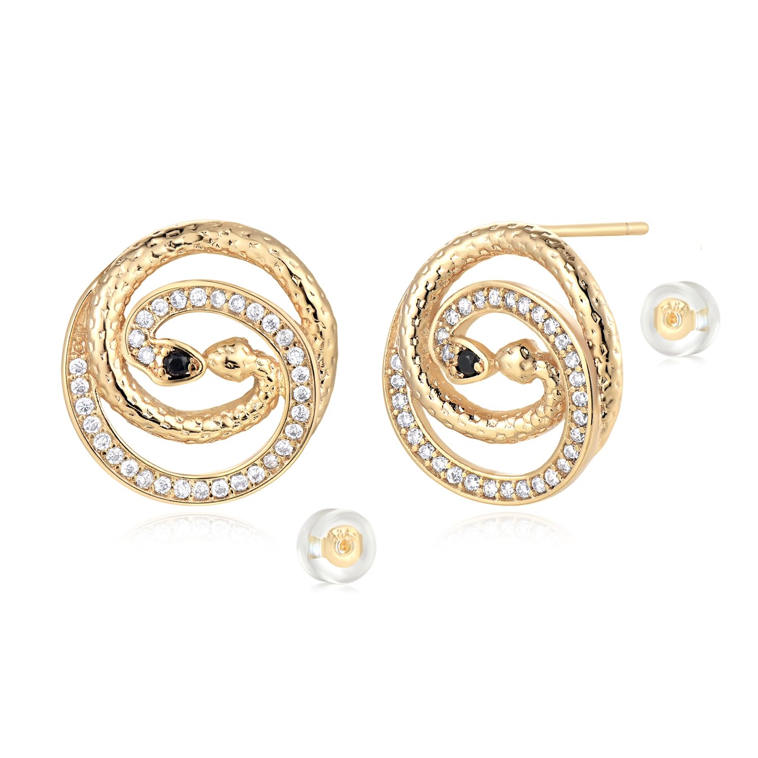 MYEARS Women Snake Earrings Gold Stud Serpent 14K Gold Plated Small Simple Hypoallergenic Everyday Jewelry