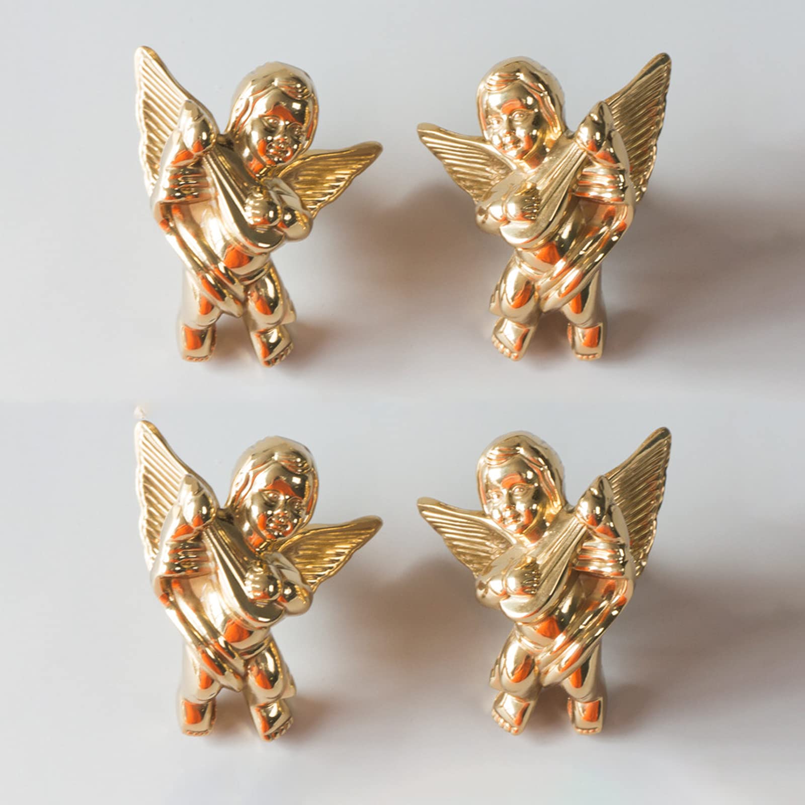 4pcs Little Angel Brass Drawer Knobs,Cupboard Handles,Kitchen Wardrobe Cabinet Dresser Drawers Door Pull Handles And Knobs,Furniture Knobs And Home Dcoration Handles Knobs,Gold