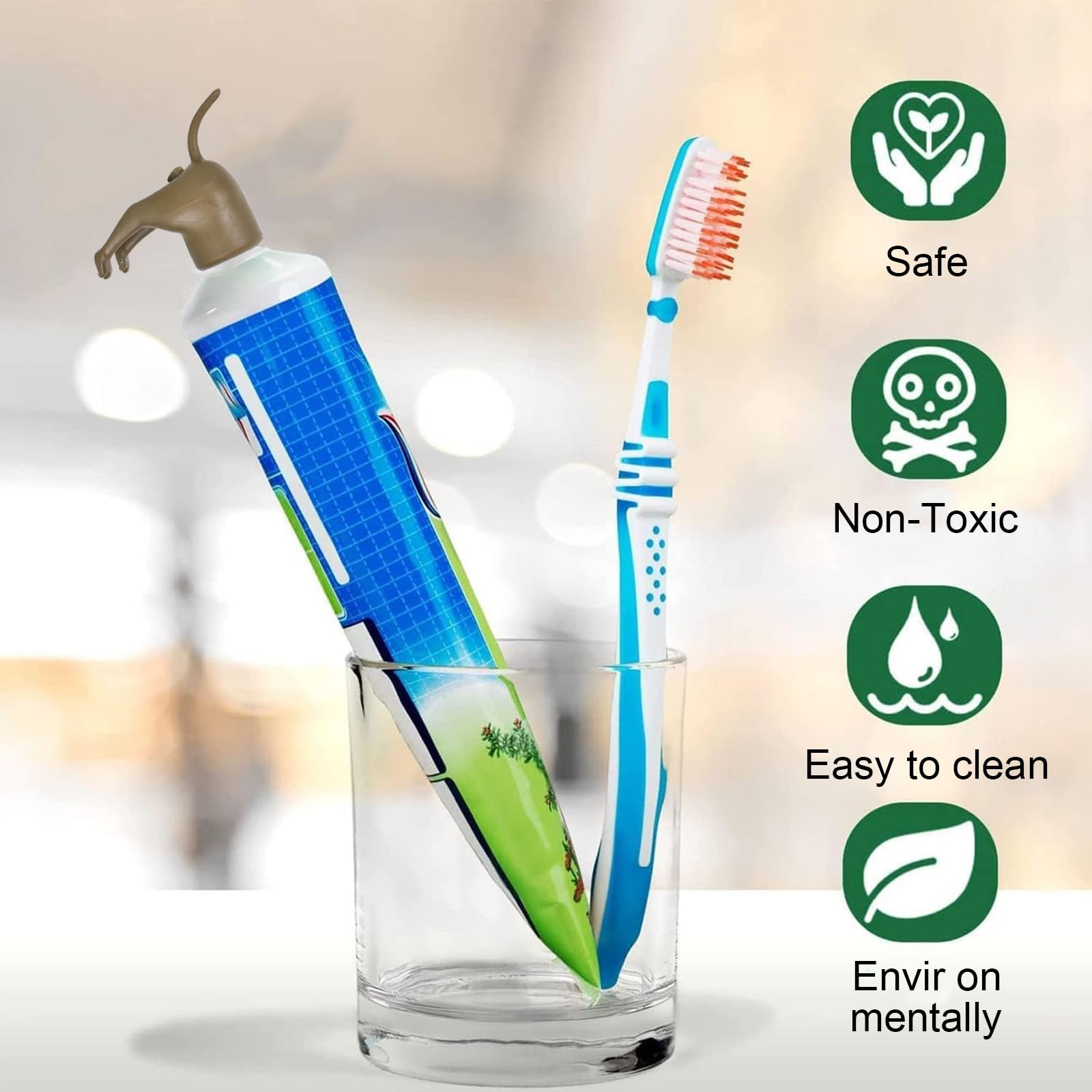 QILTON Distributeur de dentifrice amusant avec impression 3D - Sculpture pour décoration - Dentifrice délicat - Presse le méchant
