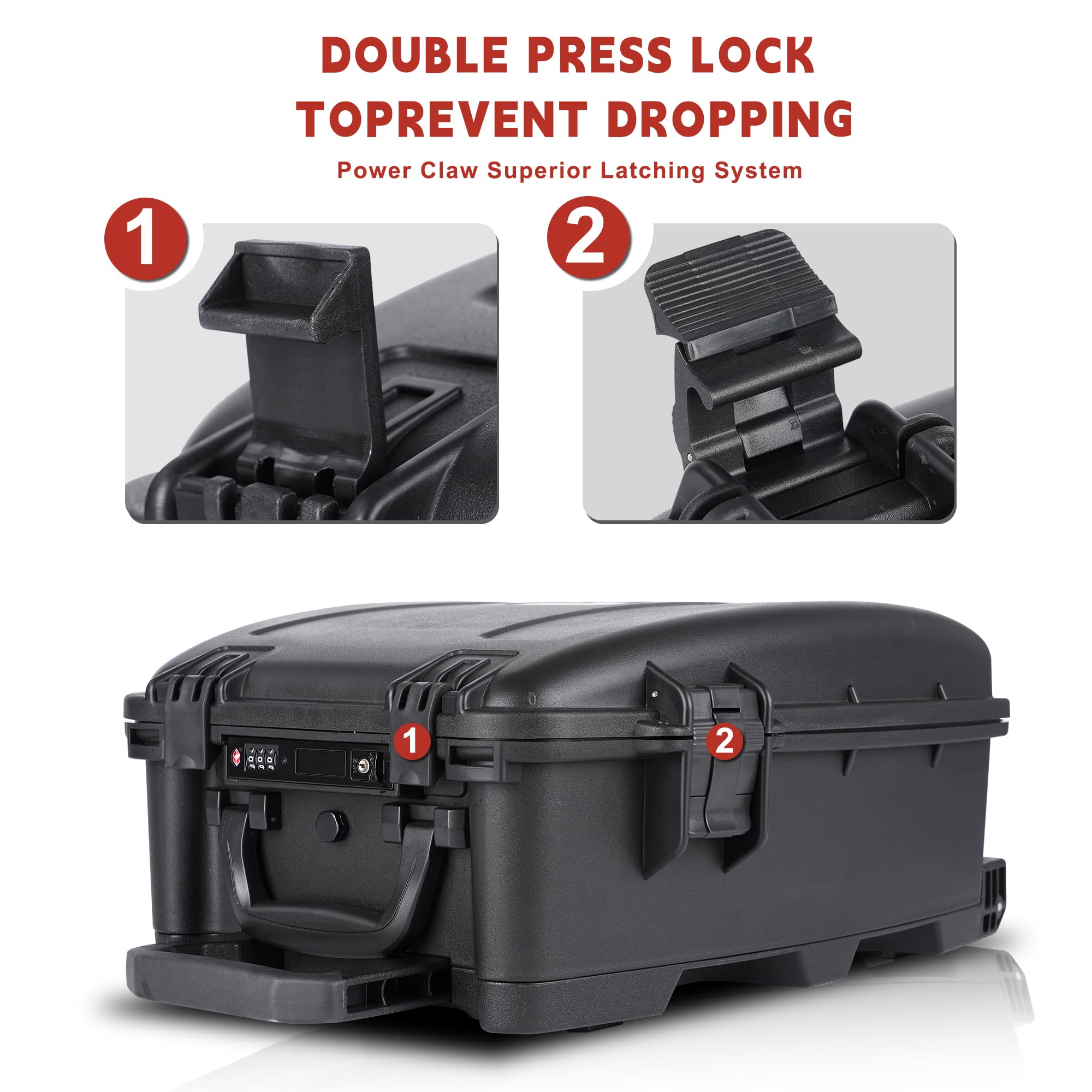 Rolling Camera Equipment - Custodia rigida con schiuma personalizzata, impermeabile e antiurto, per drone, manico telescopico, approvato per aereo, 36,1 x 21,1 x 50 cm, nero