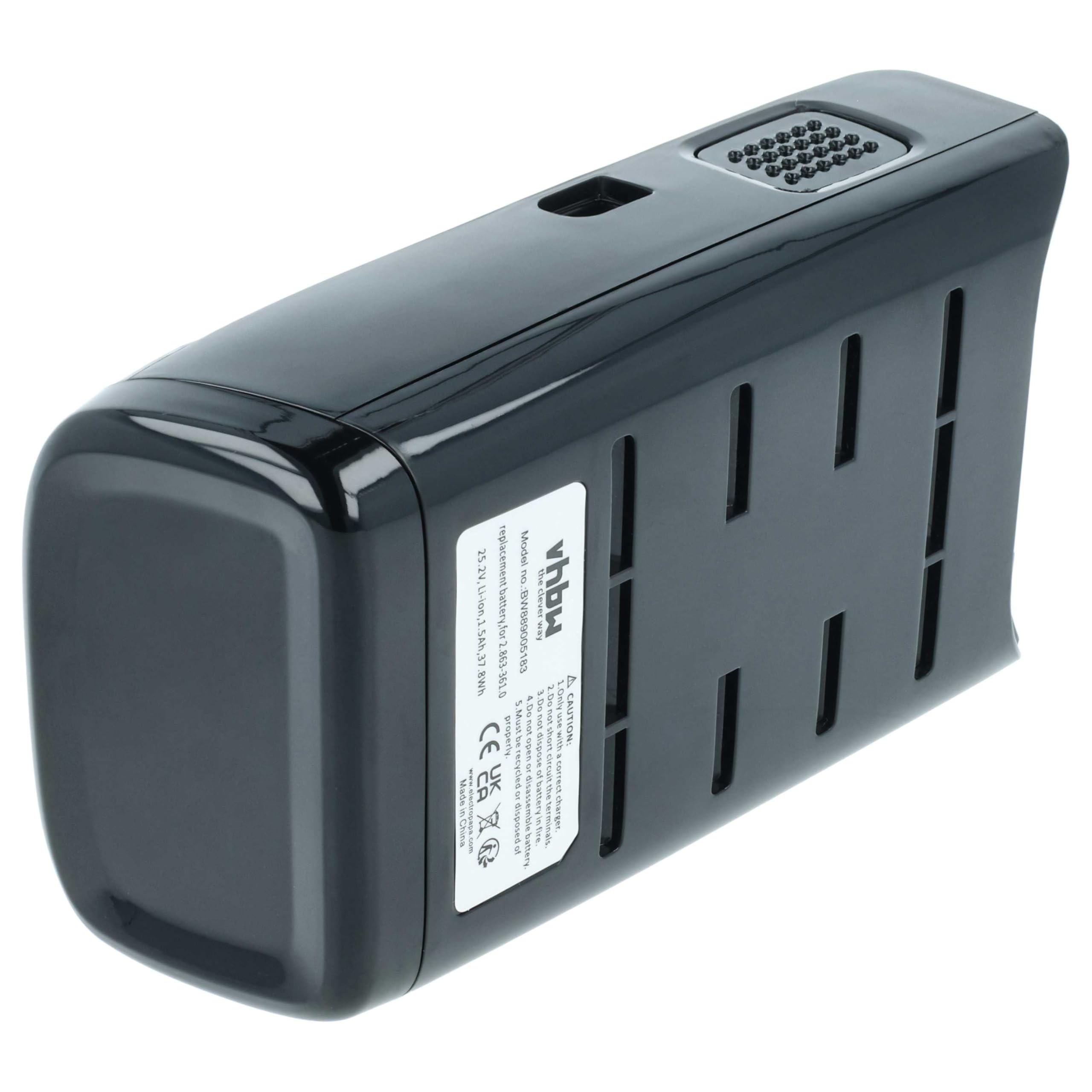 vhbw Akumulator kompatybilny z Kärcher VC 6 Cordless ourFamily Extra, bezprzewodowy ourFamily Car Home Cleaner robot domowy, czarny (1500 mAh, 25,2 V, litowo-jonowy)