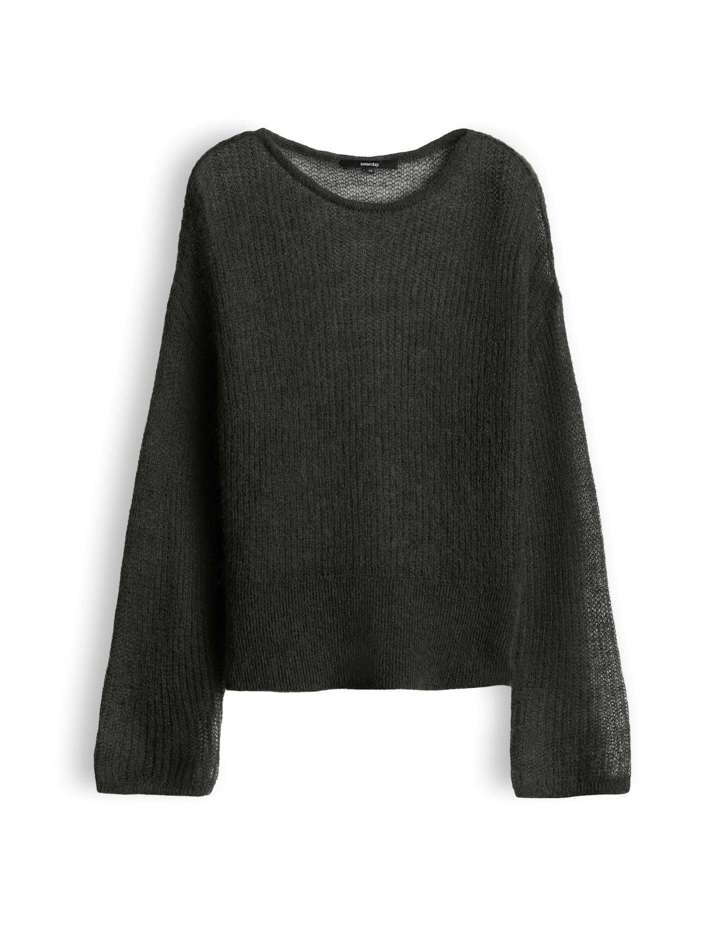 someday Damen Pullover | Statement Stricker aus Mohair Woll Mix Loose Fit Midnight Olive, 38