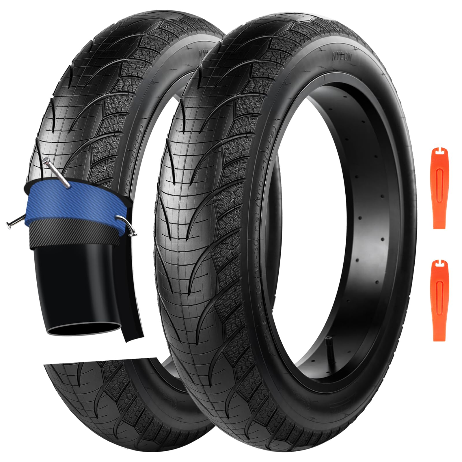 ZUKKA 2-Pack Foldable Puncture-Resistant Fat Tire E-Bike Tires 20x 4.0 inches for E-Bike Mountain Bike Heavy Duty E-Bike Mountain Snow Bike Tires — image 1