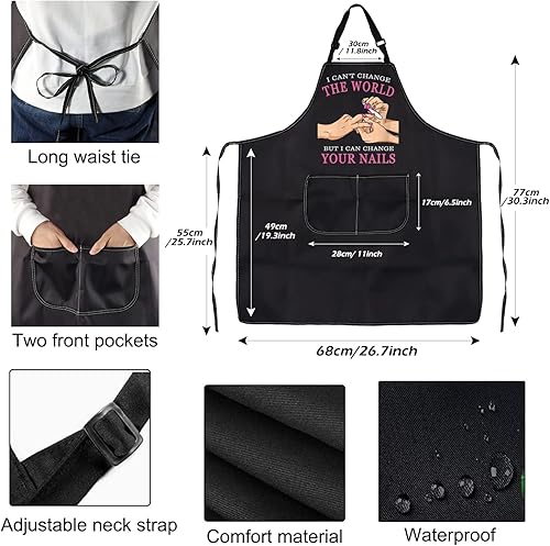 Miniatura 5 de PXTIDY Nail Tech - Delantal con bolsillos para salón de uñas, delantal de tecnología de uñas, regalo de manicurista, delantal impermeable