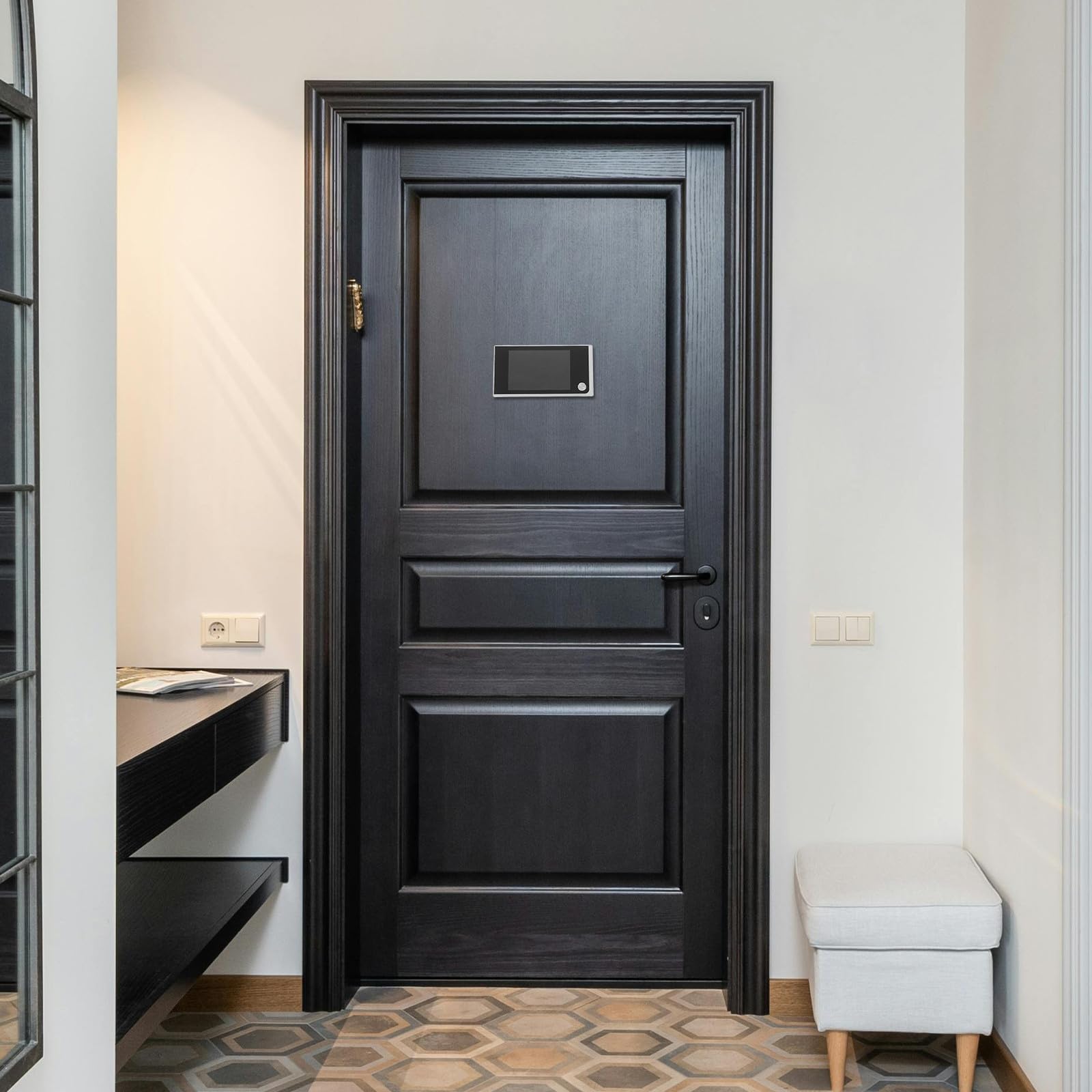 SHINEOFI Mirilla Electrónica para Puerta con Visión de 120 Grados, Lente Gran Angular y Alta Definición, Material Plástico y Metal, Adecuado para Hogares y Hoteles