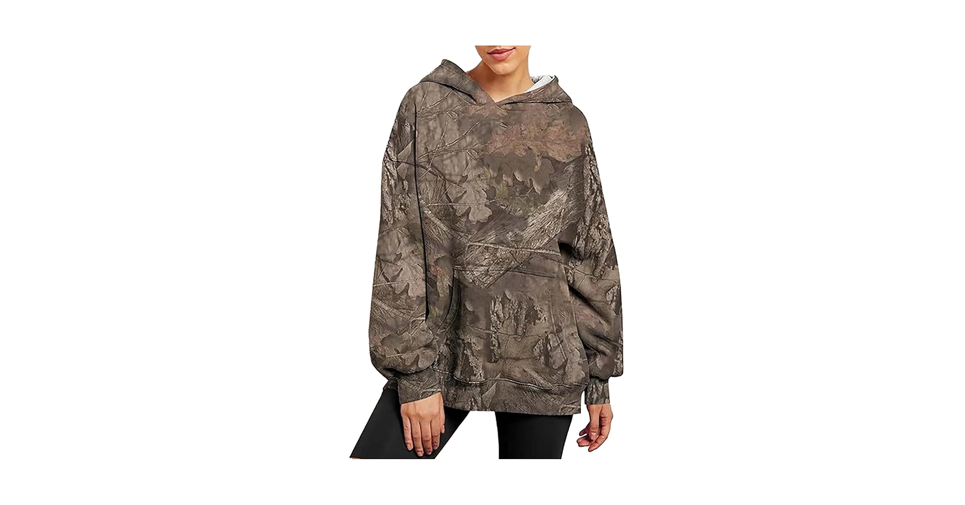 GUOKMN Women's Camo Hoodie Oversized Sweatshirt Maple-Leaf