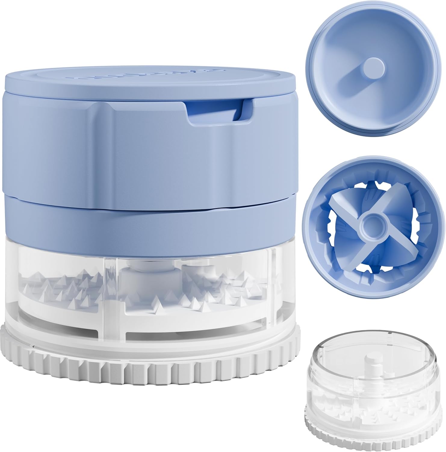 Herb & Spice Grinder – Compact Grinder with Storage, Compression Dial & Durable Blades (Blue)