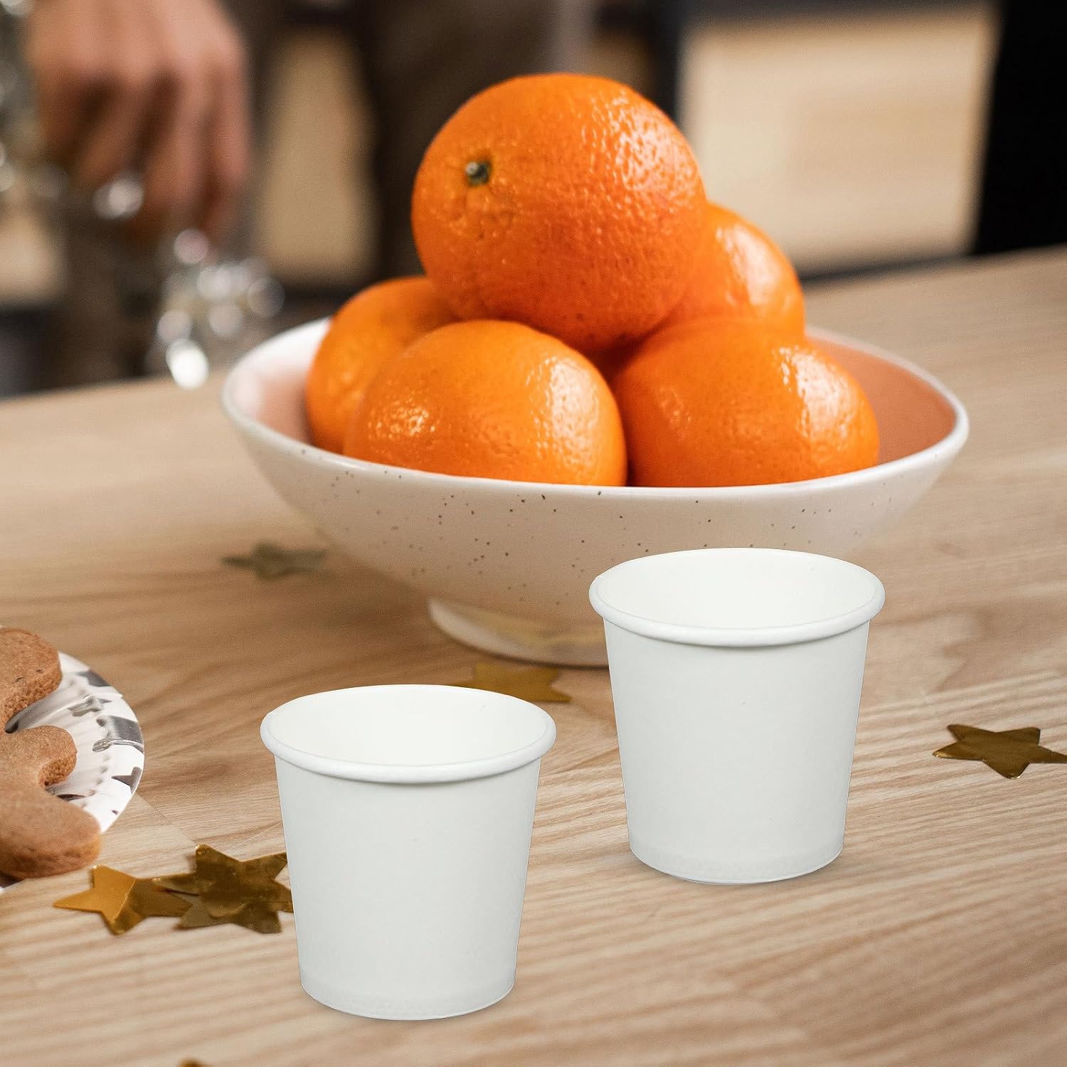 Mikinona Small Disposable Paper Cups 1oz (30ml) White Mouthwash Cups 100pcs for Coffee Juice and Bathroom Use