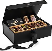 Vista 1 de VGOODALL Caja de regalo negra, 10.5 x 7.5 x 3.1 pulgadas, cajas de regalo para regalos con tapas, cierre magnético, caja plegable para propuesta