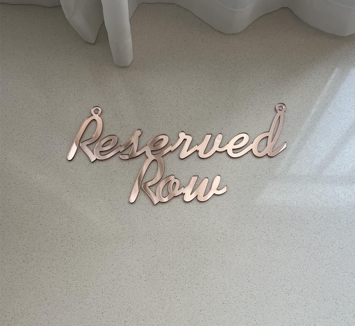 Yuxuanish Rose Gold Mirror 8Pcs Reserved Row Acrylic Signs,Reserved Seating Signs With Rope For Weddingimportant Events Church Pews Chair And Restaurant (Reserved Row, )