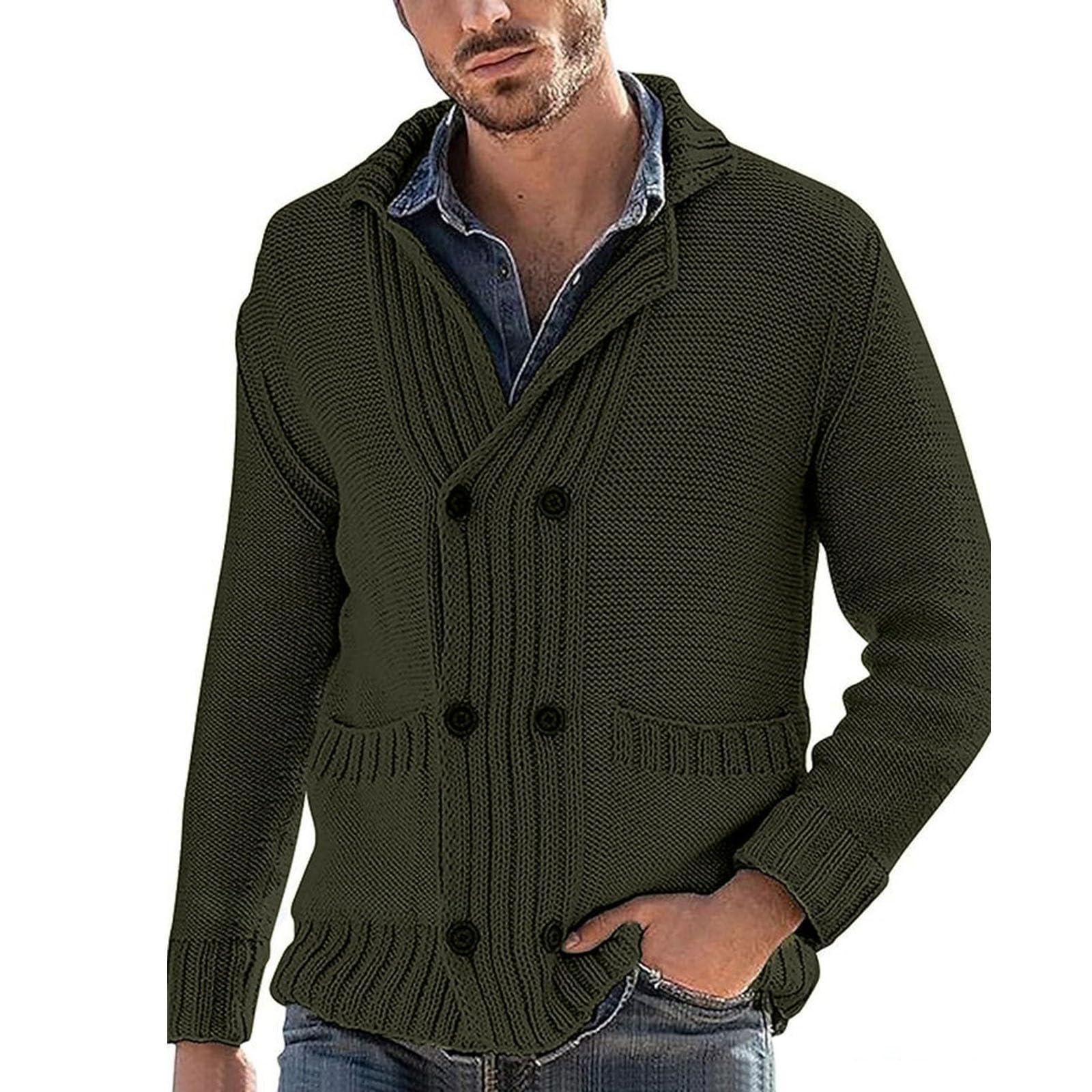 Jersey Hombre Cardigan, Chaqueta Punto Botones Hombre Mangas Largas con Botones Y Solapa Cálido Chaqueta De Punto Informal Bloques De Color Suave Y Cómodo para La Moda Diaria Y Comodidad