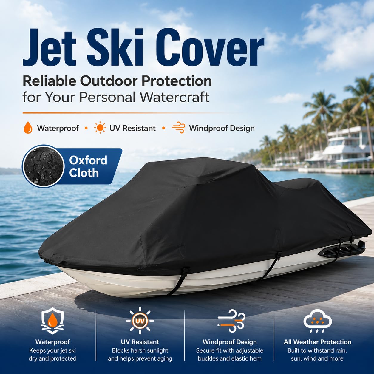 Funda para Moto Acuática para Bombardier/Sea-Doo Sea-Doo 320/Aqua-Scooter 1968-1970, Impermeable Resistente a los Rayos UV, Cubierta de Jet Ski Almacenamiento Exterior