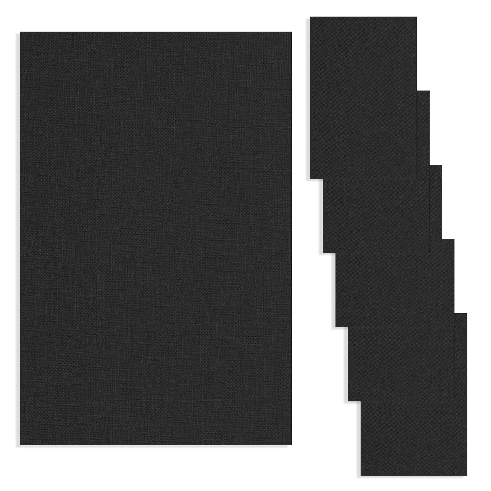 6 Pcs Fabric Repair Patch Linen Couch Fabric Patch Self Adhesive Leather Repair Patch 5.9 X 3.9 Inch Couch Patch Repair Fabric for Sofas, Furniture, Bags, Car Seats (Black)