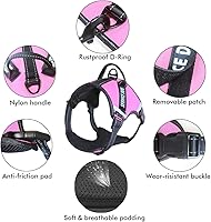 Vista 3 de Arnés para perro de servicio, arnés sin tirones con asa ajustable reflectante para perro en chaleco de entrenamiento, fácil control para razas
