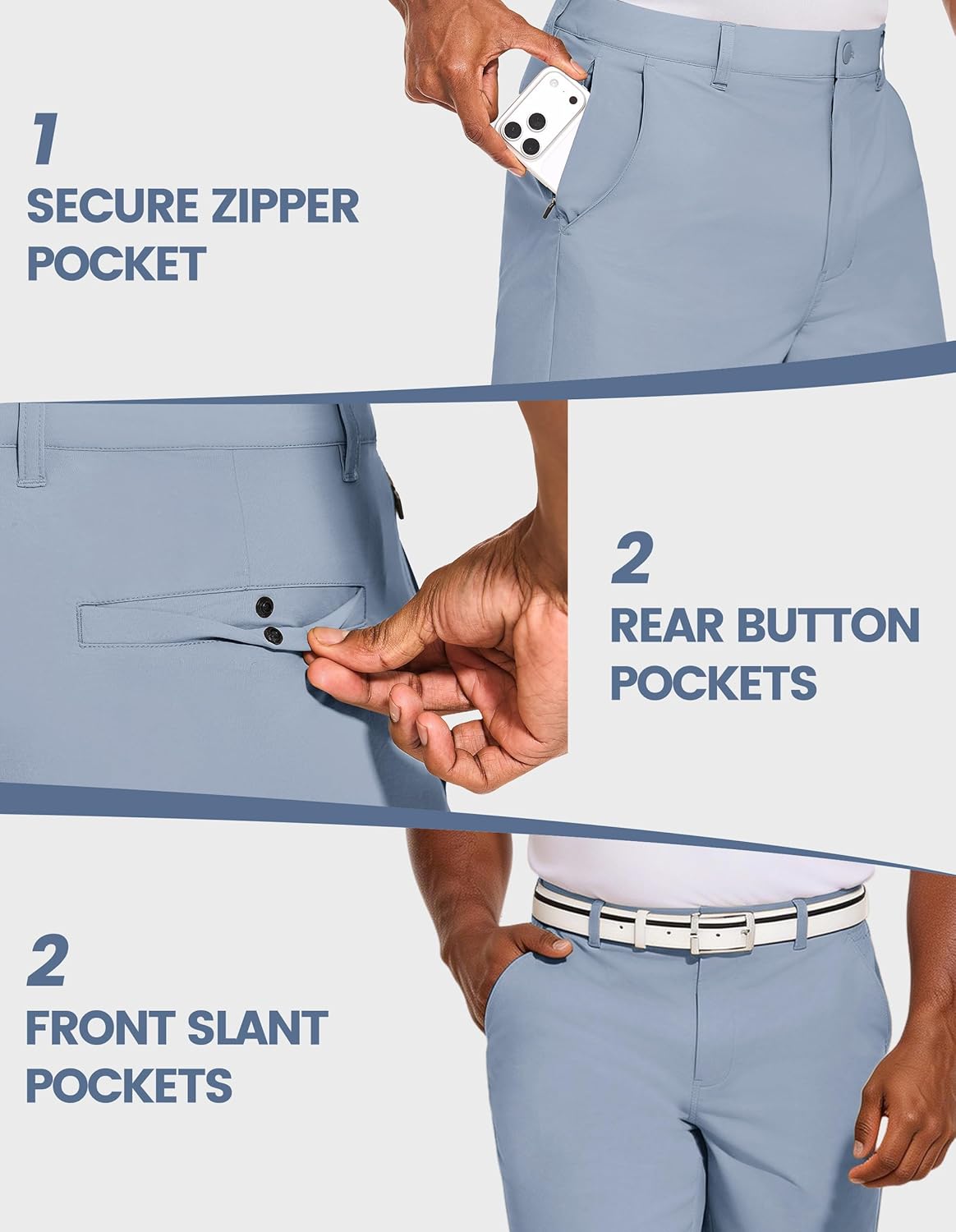 PULI Men's Big & Tall Casual Shorts Stretch 12'' Inseam Quick Dry Lightweight Breathable Spill Proof Long Dress Golf Shorts